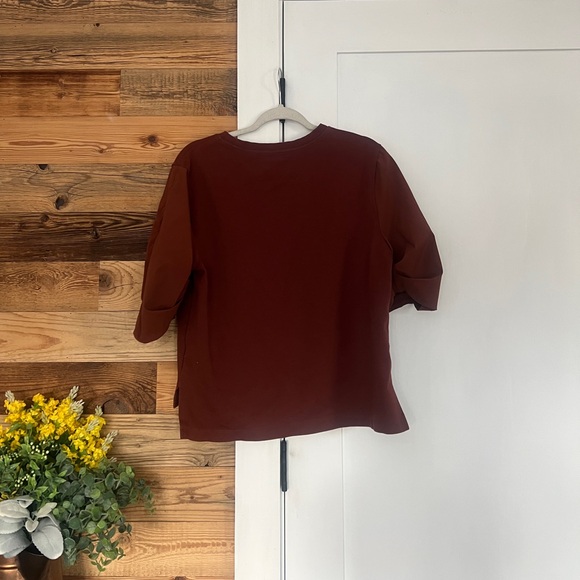 Athleta Harlow Hybrid T-Shirt Puff Sleeves Ancient Mahagony Small - Picture 5 of 5